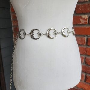 Celestial silver chain belt
